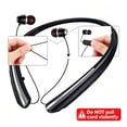 thumbnail image 3 of Retractable Neckband Bluetooth Headphones Wireless Earbuds, Around The Neck Headset with Noise Cancelling Microphone, IPX5 Sweatproof Sports Earphones for iPhone Android (Black), 3 of 9