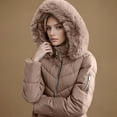 thumbnail image 5 of qolati Quilted Jackets for Women 2024 Winter Coats Warm Puffer Jacket Faux Furs Hooded Parka Overcoat Zipper Padded Coat Outerwear, 5 of 9