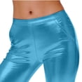 thumbnail image 6 of UVEASISHA Women's Faux Leather Leggings High-Waisted Stretchy Athletic Tights Night Out Fashion Events Carnival Party Skinny Pants with Pockets Light Blue XXL, 6 of 7