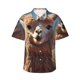 thumbnail image 1 of Balery Fluffy Alpaca Mountain Meadow Camisas hawaianas de manga corta para hombre, camisas playeras de corte holgado, camisas de vacaciones con botones,Large, 1 of 7