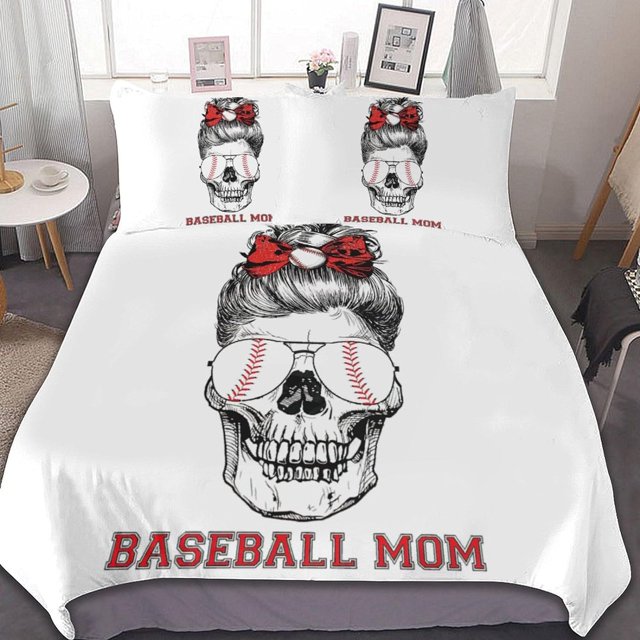 HAHDAXIA Baseball Bedding Solid Comforter Set for All Seasons,3 Pieces(1 Comforter+2 Pillowcases),Soft Microfiber Bedding Set Queen(90"x90")
