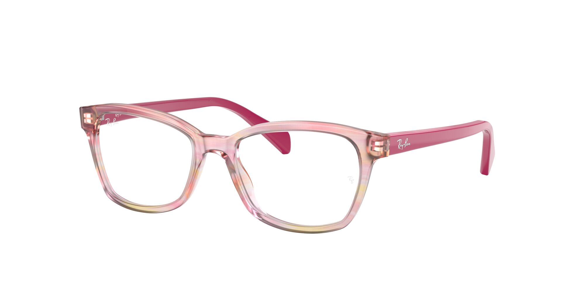 Ray-Ban Youth 0RY1591 Prescription Eyeglasses with Case, Size 46, Demo Lens/Fuxia Striped Multicolor