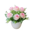 thumbnail image 2 of Rosa Artificial En Maceta: Arreglo Floral Artificial Realista En Maceta Blanca para Centro de Mesa En El Hogar, Oficina, Sala de Estar y Decoración de Bodas., 2 of 6