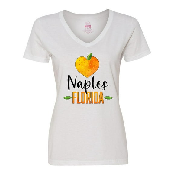 Inktastic Naples Florida Orange in Heart Women's V-Neck T-Shirt