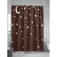 thumbnail image 5 of Fsddascl Modern Brown Shower Curtain Set - Standard 72" x 72" Washable Bathtub Curtain with 12 Hooks, Japanese Style Moon Stars Minimalism Waterproof Fabric Stall Shower Curtains for Bathroom/Bathtub, 5 of 6