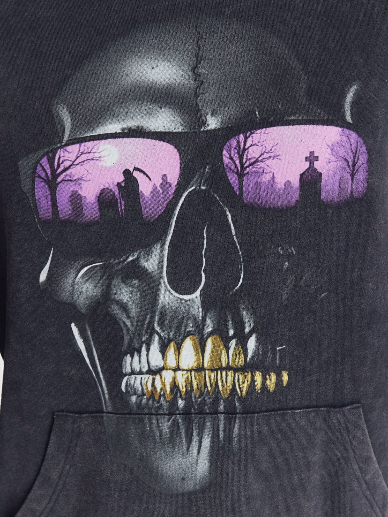 Halloween Oversized Fit Grim Reaper Graveyard Graphic Fleece Hoodie Sweatshirt, Men's Sizes XS-4XLT