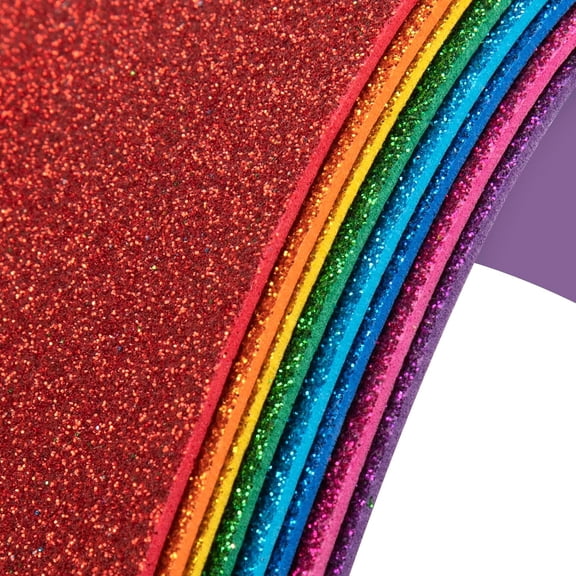 CCOCC 8 Pack Glitter Foam Sheets Craft 8 X 12 Inch (Rainbow) | 8 Colors Sparkles Foam Paper for Art Crafts Projects, Classrooms Scrapbook Gift Diy Cutters Card Party Decoration