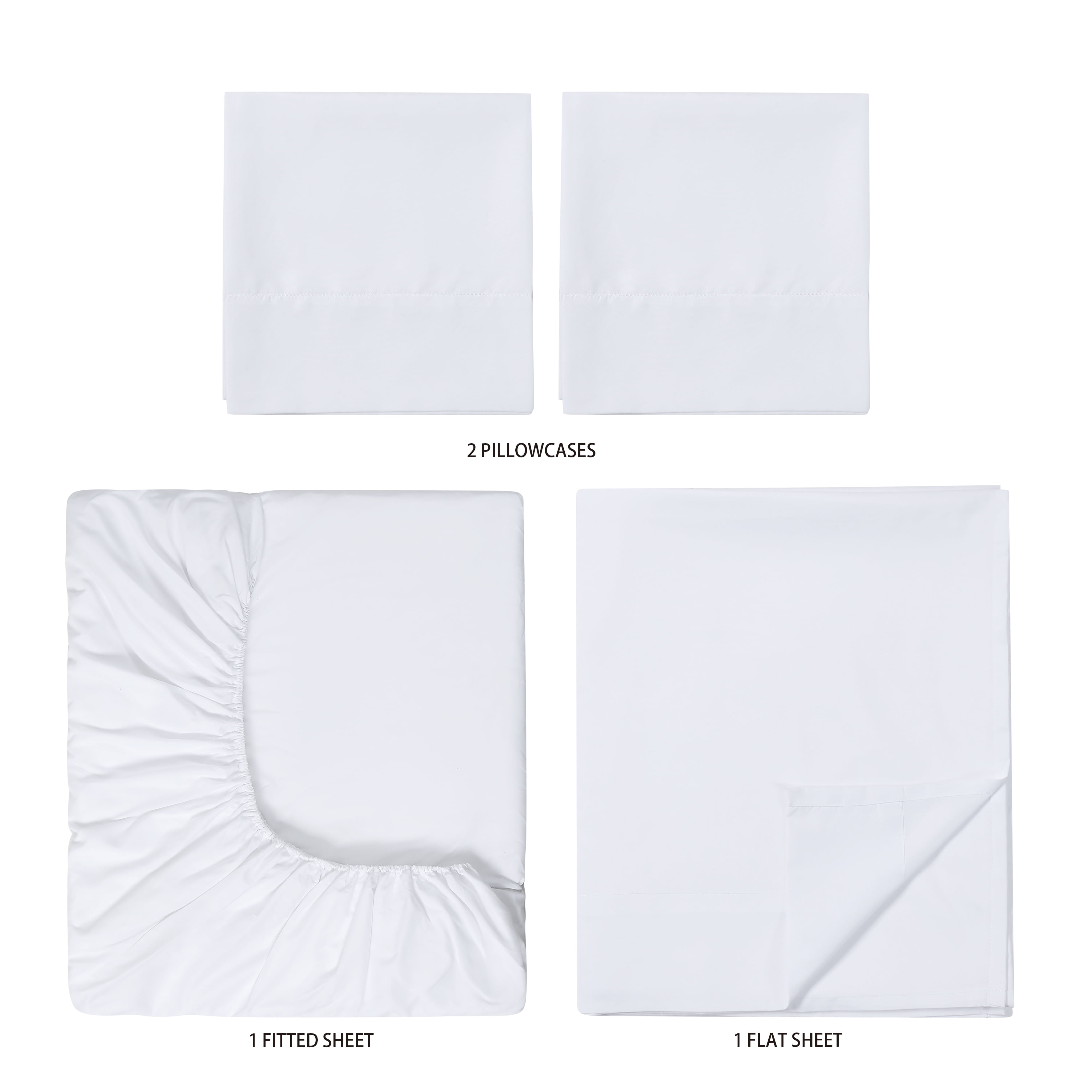 Mainstays Super Soft High Quality Brushed Microfiber Bed Sheet Set, King, Arctic White, 4 Piece