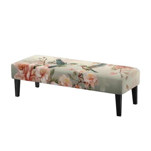 Whosucclay Hummingbird Peony Print Dining Room Bench Covers Stretch Bench Slipcover, Removable Bench Protectors Rectangular Chair Slipcover for Living Room, Bedroom, Kitchen