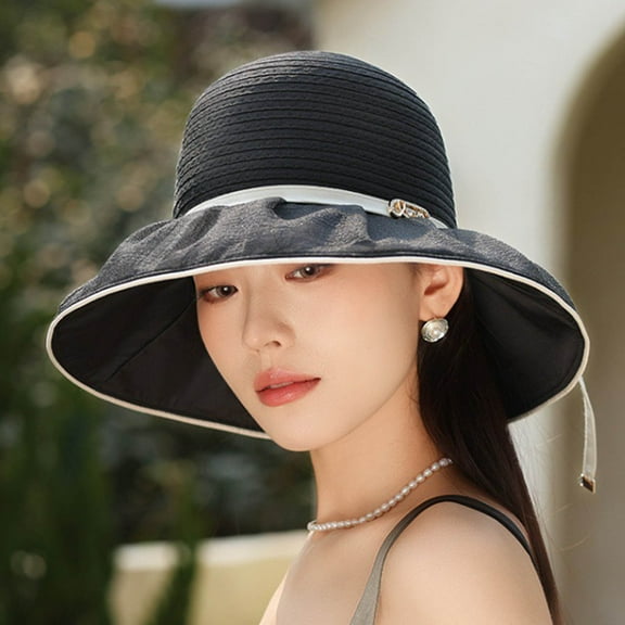 Women's Hat Bridal Wedding Tea Party Wide Brimmed Summer Sun Hat Ladies Outdoor Elegant Temperament Sun Hat Hat Pack Women's Dress Hats Bonnet 30s Style Hats Women Barrette Hat for Men Pack Hats Women