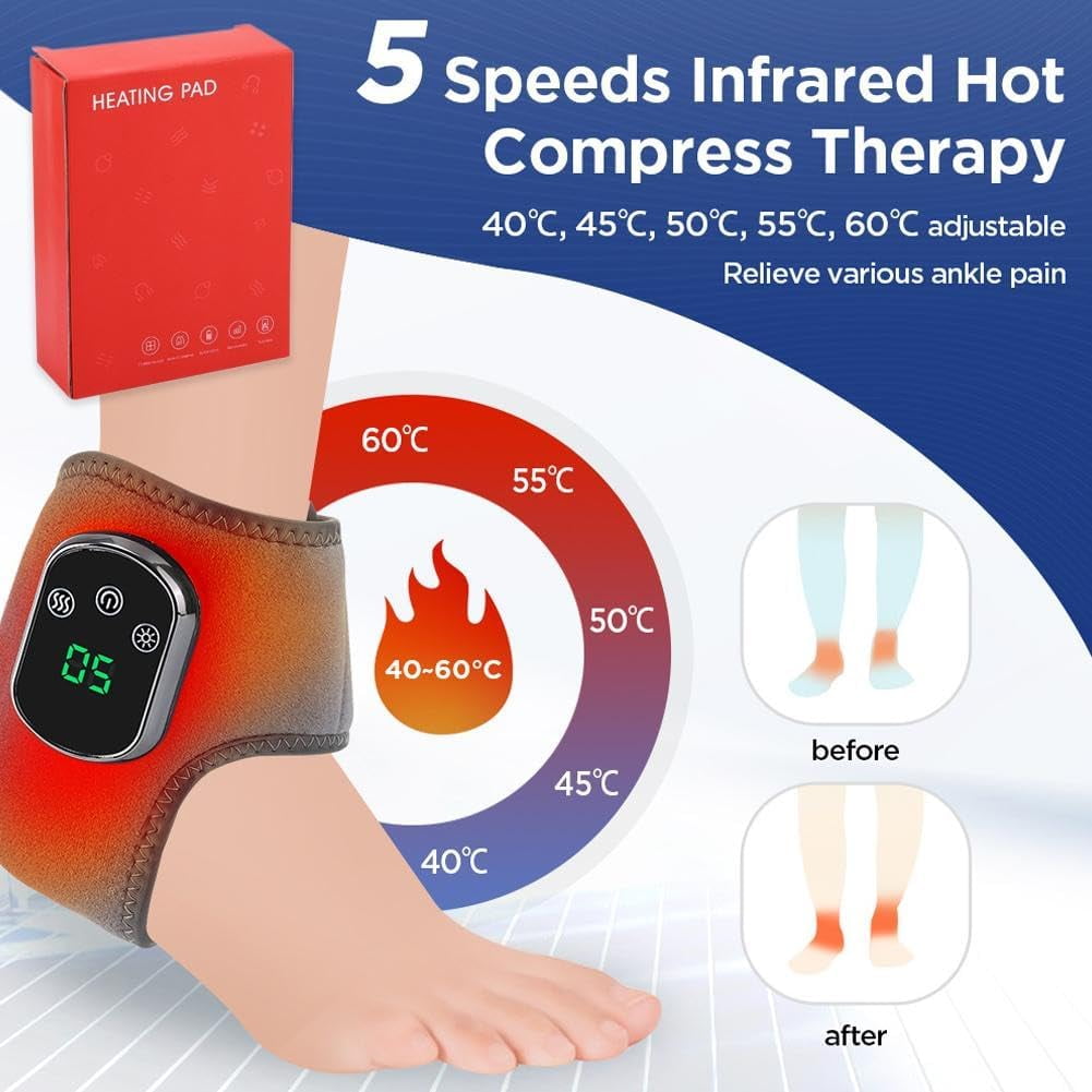 2026 Rechargeable Therapy Foot Massager, 3-in-1 Massage Wireless & Portable with 3 Vibration Mode, 5 Heat Leavel for Pain Relief & Relaxation (Grey 2Pcs)