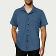 thumbnail image 2 of YYDGH Men's Short Sleeve Button Down Shirt Casual Summer Beach Vacation Textured Shirts with Pocket, 2 of 8