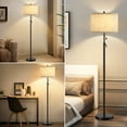 thumbnail image 2 of NATYSWAN Black Floor Lamp, Height Adjustable Standing Lamp Tall Lamp with Fabric Lampshade&Pull Chain Corner Floor Lamps for Living Room, Bedroom & Office Bulbs Not Included(Black Base), 2 of 7