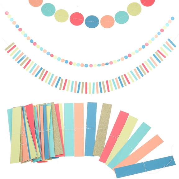 Latte Circle Party Garland Paper Flower Decorations Garlands Baby Nursery Streamer Backdrop 2 Pcs