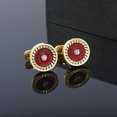 thumbnail image 2 of Gemelos elegantes en rojo y dorado con centro de cristal, 2 of 2