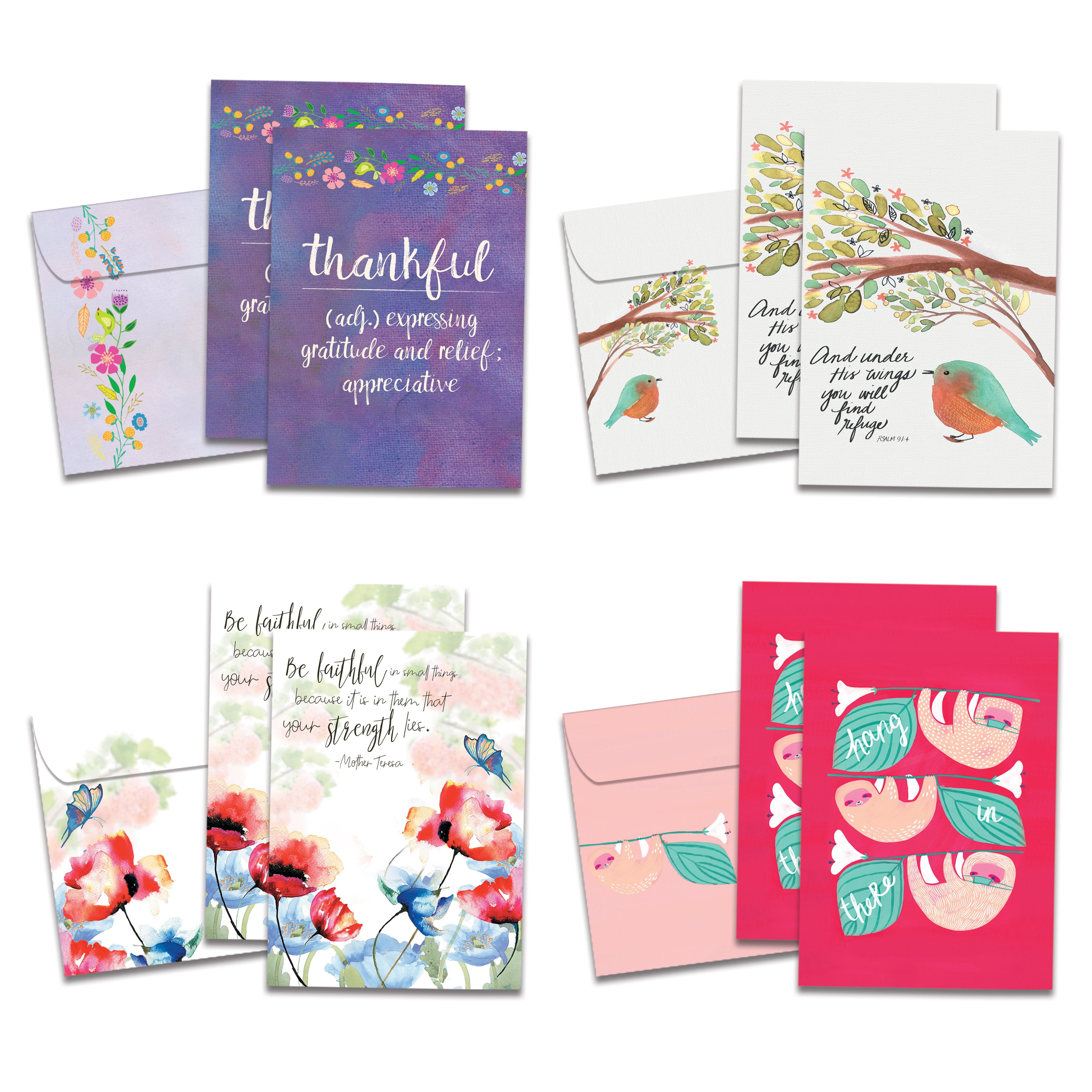 TreeFree Greetings 8 Pack Card Assortment with Matching Envelopes