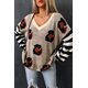 thumbnail image 2 of ABPHQTO Suéter de leopardo de patchwork con mangas a rayas para mujer, 2 of 5