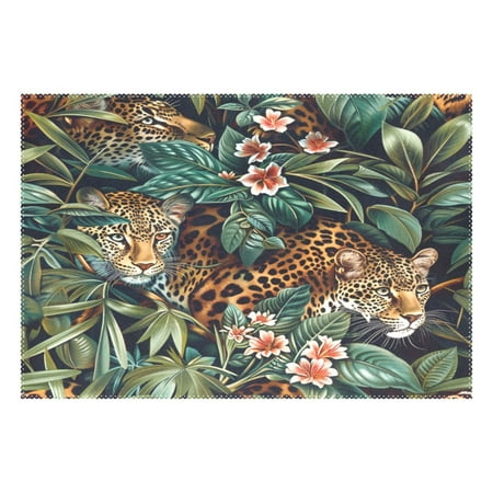 

Ryvnso 1 Piece Placemats Leopards Tropical Dining Mats Heat-Resistant Non-Slip Washable Table Mat