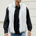 thumbnail image 3 of Faux Fur Vest for Men Winter Warm Fleece Vest Fluffy Fuzzy Sleeveless Jacket Vest Windproof Outerwear, 3 of 6