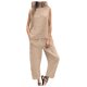 thumbnail image 1 of Conjunto de dos piezas de lino y algodón de color liso para mujer: top sin mangas y pantalones anchos, corte holgado informal, 1 of 5