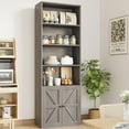 thumbnail image 2 of Furmax 1 Piece 4-Shelf Farmhouse Bookcases 4-Tier Bookshelf with Adjustable Shelves&Doors,Storage Cabinet for Home Living room,Kitchen,Office,Gray, 2 of 7