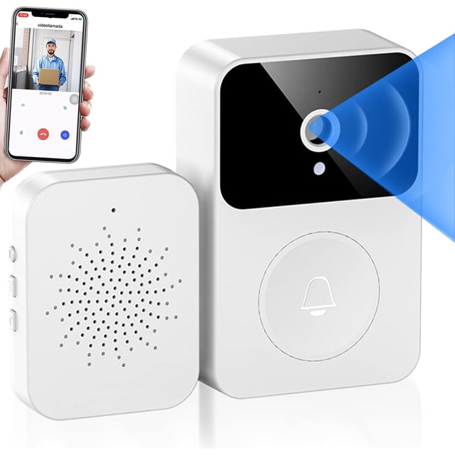 Timbre inalámbrico con cámara: Timbre con Cámara para Exterior de Casa con 1 Transmisor y 1 Receptor Timbre Inteligente con 38 Melodías y
