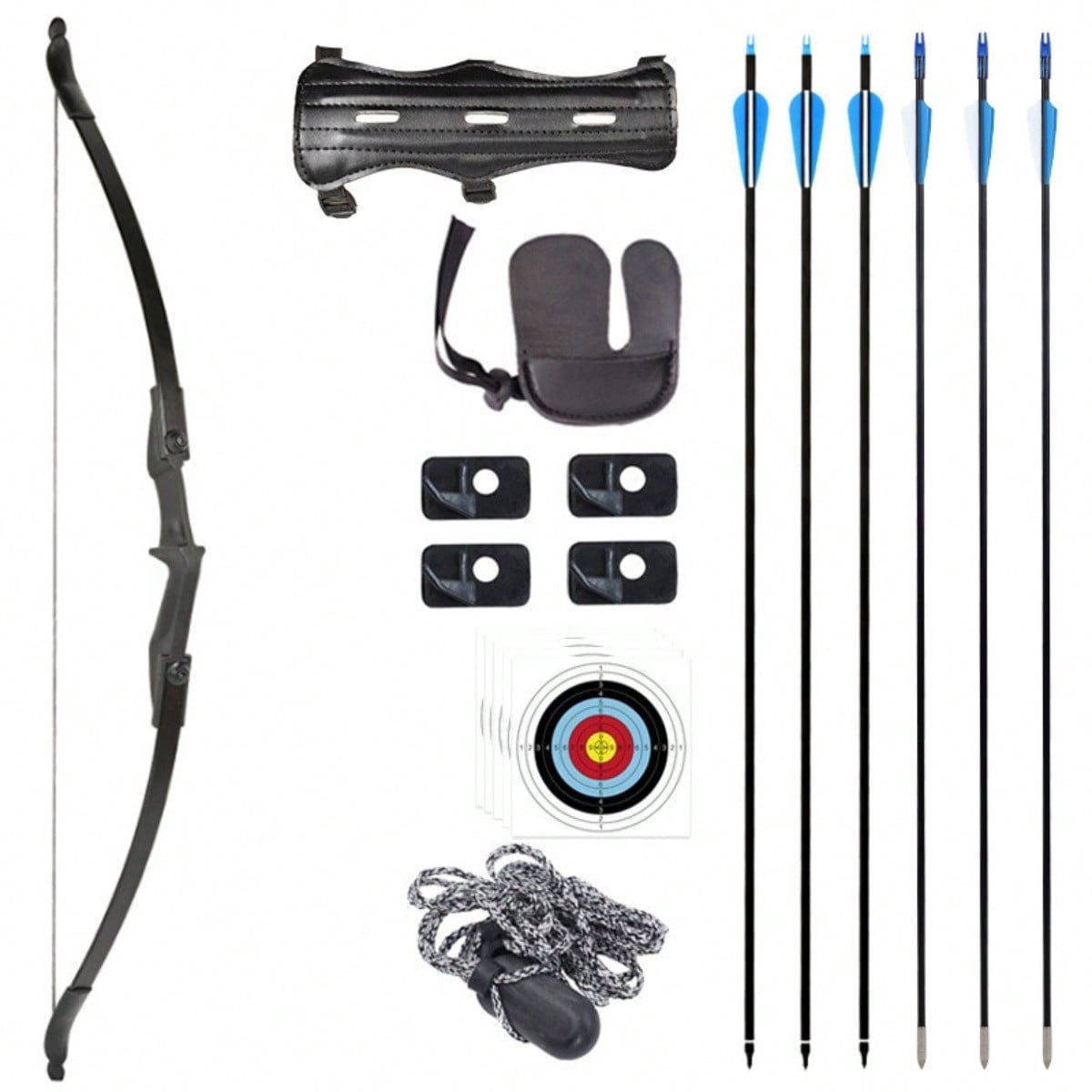 Adult Youth Recurve Bow Kit, 53 Inch 40 LBS Takedown Bow, Universal Left & Right Hand Archery Bow and 6 Arrows for Outdoor Target Practicing