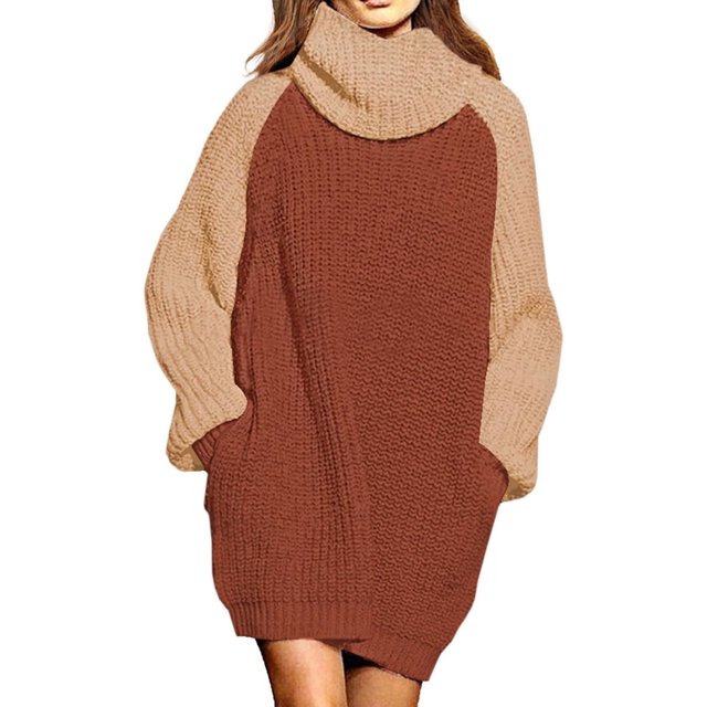 LAICAIW Robe Chandail Longue Ample à Col Roulé Oversize pour Femmes