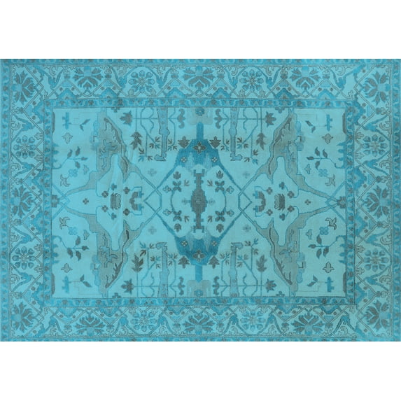 Ahgly Company Indoor Rectangle Oriental Light Blue Industrial Area Rugs, 2' x 4'