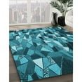 thumbnail image 3 of Ahgly Company Machine Washable Indoor Round Transitional Bright Turquoise Blue Area Rugs, 7' Round, 3 of 7