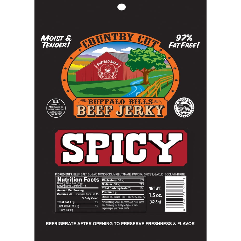 Buffalo Bills 1.5oz Spicy Country Cut Beef Jerky – Ten 1.5oz Packs