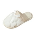 thumbnail image 3 of HNMKIU Fuzzy Slippers Women Ladies Autumn Winter Couple Home Indoor Warm Closed Toe Flat Sole Comfort Shoes Ladies Slippers Z01_White,6.5, 3 of 8