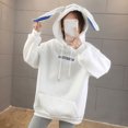 thumbnail image 2 of Fesfesfes Women Hooded Long Sleeve Ladies Letter Hooded Ladies Sweatshirt Tops Blouse Tops on, 2 of 6