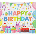 thumbnail image 4 of Colorful and Festive Happy Birthday Banner with Balloons Cakes Gifts and Stars Background Party Supplies for Birthday Party Decoration Photography Props Backdrop Decorations, 4 of 6