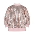 thumbnail image 3 of eczipvz Girls' Sequin Bomber Jacket with Pockets Lightweight Sparkle Long Sleeve Zipper Gradient Jackets for Kid (Pink,8 Years), 3 of 7
