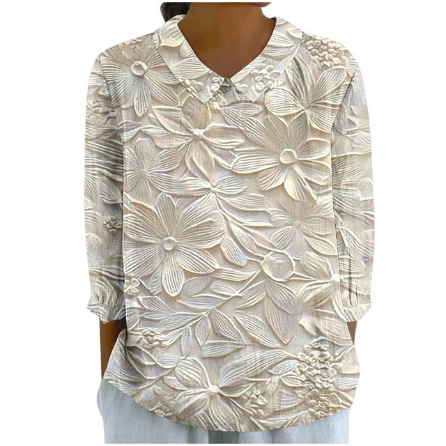 T-shirts en Lin pour Femmes Chemise à Col à Manches Longues Blouses Ultra Douces Texturées Chandail en Molleton Athlétique Extensible Chandail Automne Hiver Blouses