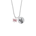 thumbnail image 2 of Delight Jewelry Silvertone Pink Dragonfly with Crystal Silvertone Script Initial Disc - Y - Charm Necklace, 20"+3", 2 of 4