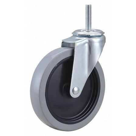 Swivel Stem Caster, Polyurthn, 5 in, 160 lb, Thread Size: 3/8"-16