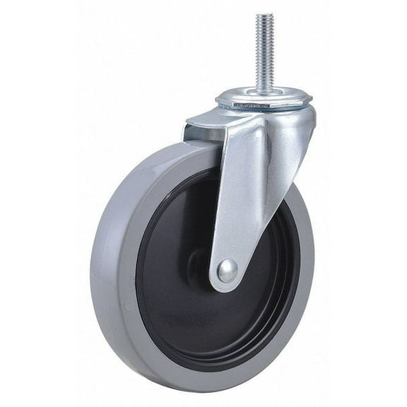 Swivel Stem Caster, Polyurthn, 5 in, 160 lb, Thread Size: 3/8"-16