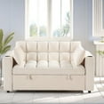 thumbnail image 4 of Euroco 4 in 1 Multi-functional Sofa Bed 55 inch Convertible Sofa Bed with Cup Holder and USB Port for Living Room Apartments, White, 4 of 8