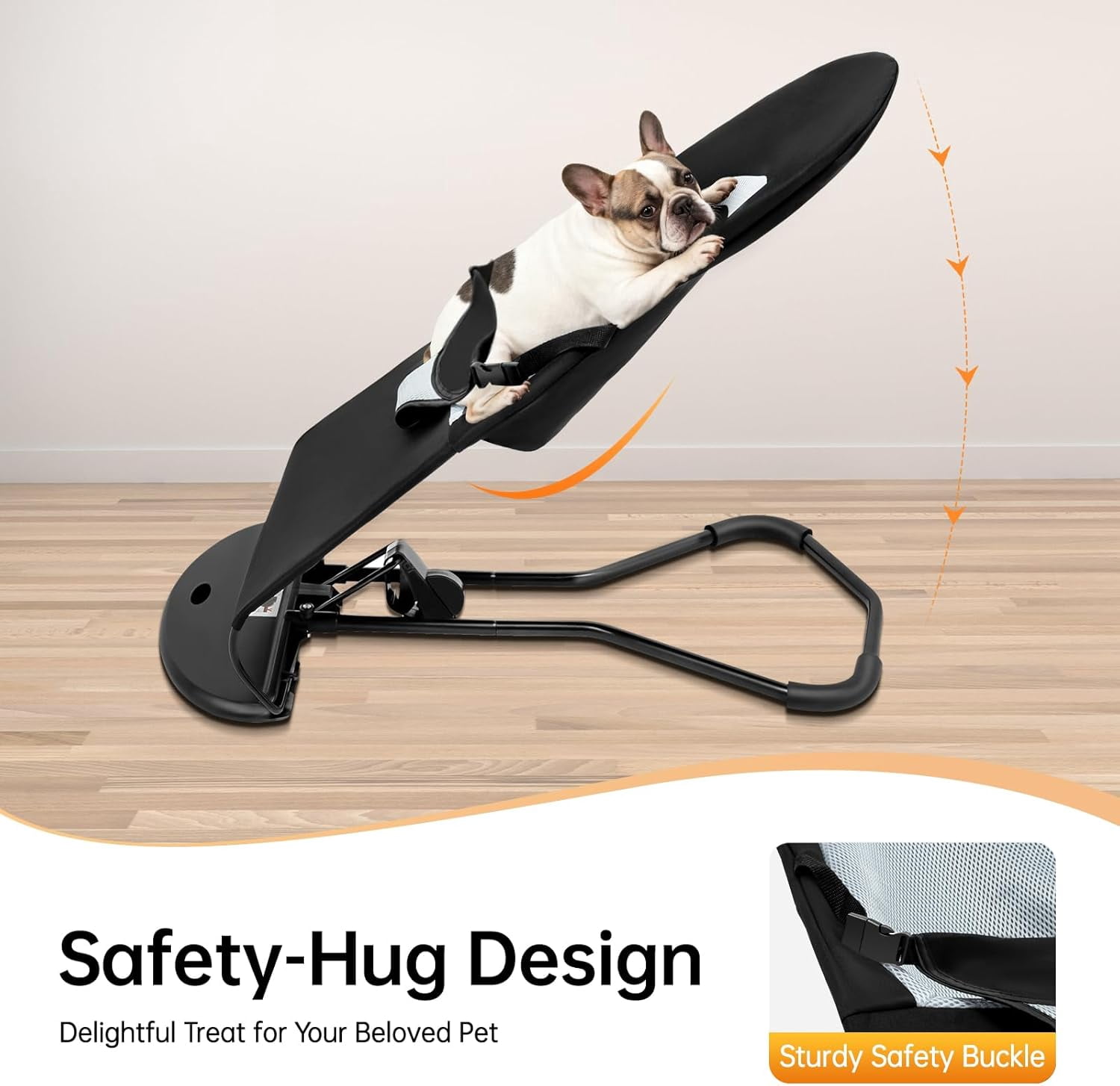 Cat Dog Rocking Chair, Portable Foldable Breathable Pet Bed with 3-Level Adjustable Height, No Installation Required, Easy to Clean for Small Dogs Cats Up to 33lbs