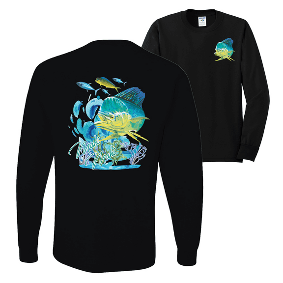 Wild Bobby, Classic Fresh Mahi Classic Nautical Fish Fishing Mens Long Sleeve Shirt