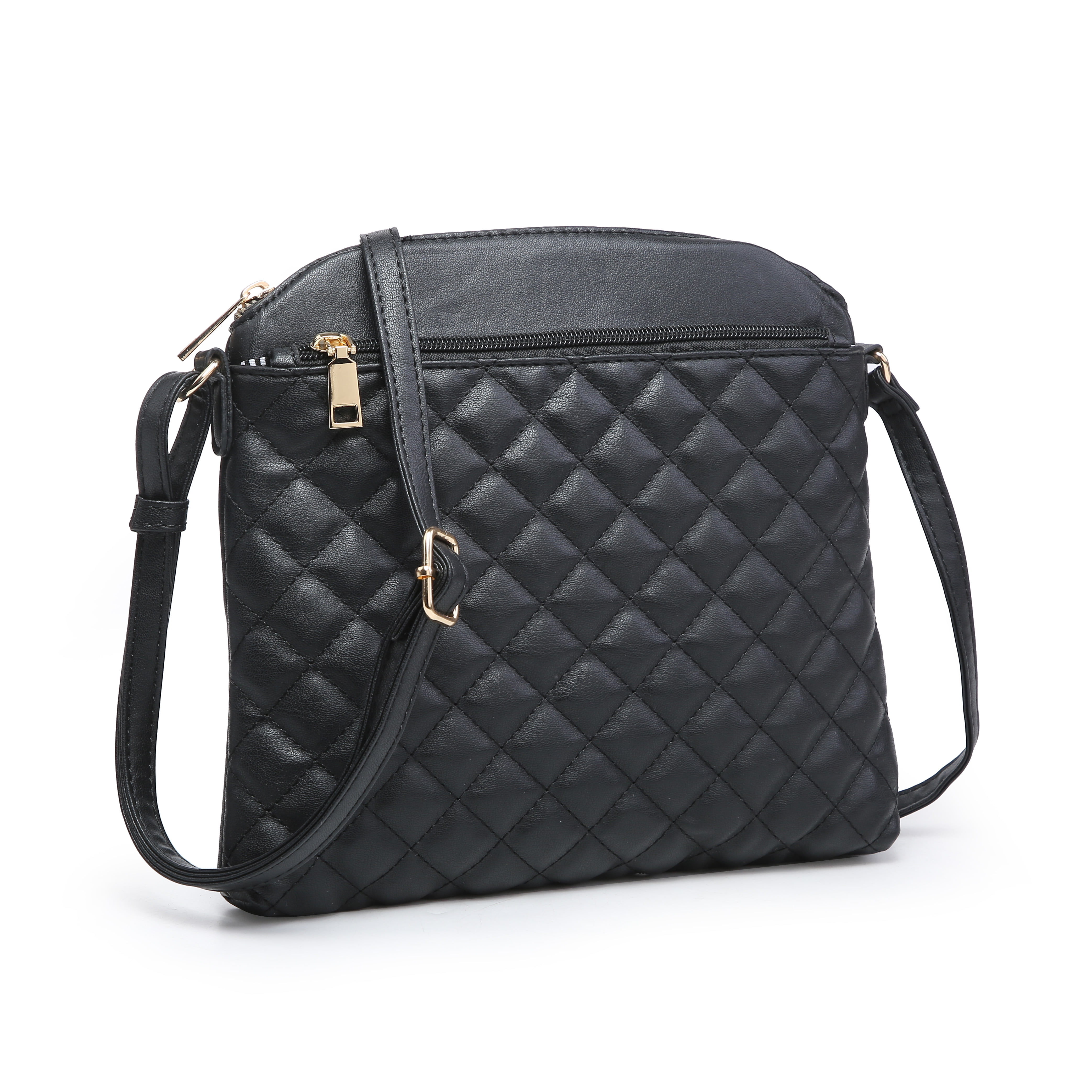 black leather quilted crossbody bag