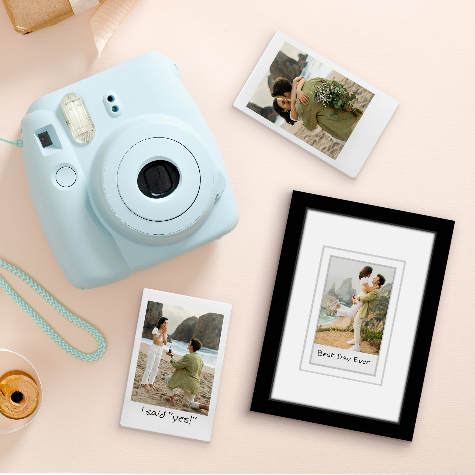 Americanflat 4x6 Picture Frame with Shatter-Resistant Glass with 2x3 Mat Instant Print Photos Mini - Black