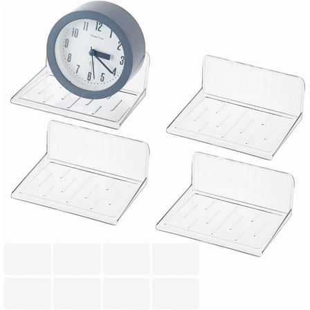 4 Pack Small Floating Shelves Acrylic Wall Shelf Adhesive Hanging Shelves Wall Mounted Invisible Shelf Display Ledges