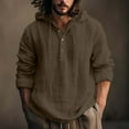 thumbnail image 2 of Dezsed Men's Cotton and Linen Hooded Sweatshirts Regular Solid Color Long Sleeve Pullover Tops Men's Fashion Hoodies & Sweatshirts Coffee S Items, 2 of 6