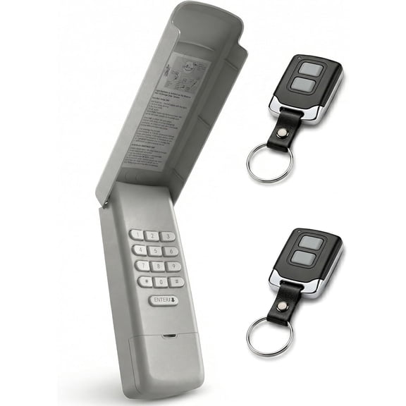 Carlikeit Universal Garage Door Keypad and Remote Bundle, Keyless Entry Keypad with 2 Keychain Remotes Compatible with LiftMaster Chamberlain Craftsman