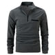 thumbnail image 1 of Blusa y camisa de manga larga con cuello vuelto para hombre, informal, de moda, con media cremallera y bolsillo., 1 of 7