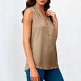 thumbnail image 7 of RYDCOT Vest for Women V Neck Button Down Sleeveless Business Casual Vest Tops Dressy Satin Vests Khaki, 7 of 7