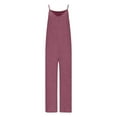 thumbnail image 4 of Sakmal Wide Leg Jumpsuits for Women Casual Solid Dressy Wedding Guest Plus Size Overalls Pink Sleeveless V Neck Long Pants for Women, 4 of 6